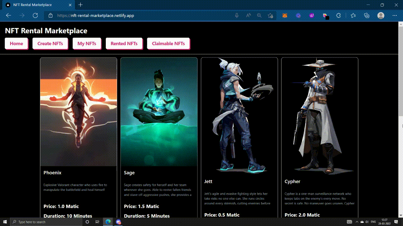 NFT Rental Marketplace
