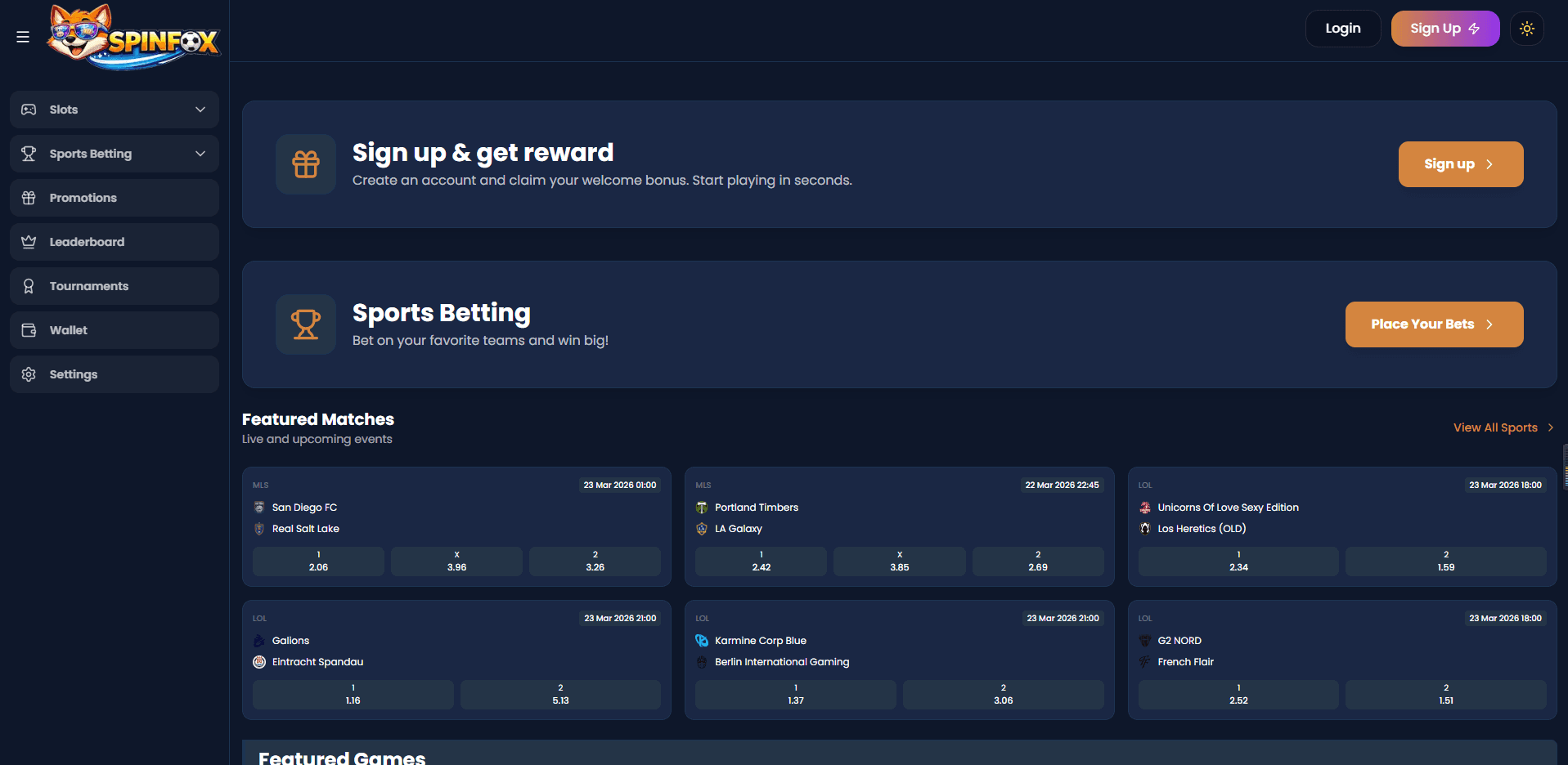 Spinfox Betting Platform